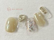 ネイルメゾン 梅田(NAIL MAISON)/クリアベースミラーイエローラメ