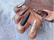 ネイルアイラッシュサロン ジョアアンジェ 難波店(joie ange)/ブラウン　チェック　マグネット