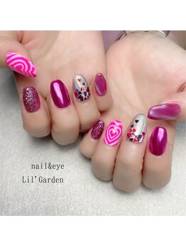 リルガーデン 新宿南口(Lil' Garden)/ピンク尽くしバレンタインネイル