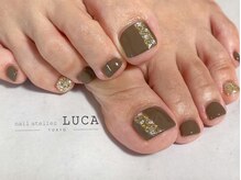 ネイルアトリエルカ(nail atelier LUCA)/W-349 ブラウンビジューネイル