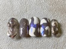 レイネイル 岐阜茜部店(RAY NAIL)/牛柄ミラーネイル