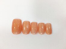 ワンカラージェルネイルショップ イオン新潟東店/ワンカラー　ラメオレンジ