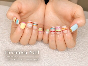 エルモサ 秋葉原(Hermosa)/カラフルネイル/ボーダーネイル
