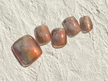 アイネイルズ 池袋店(I-nails)/オーロラブラウンフットネイル