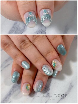 ネイルアトリエルカ(nail atelier LUCA)/W-275 グリーン人魚のしっぽ