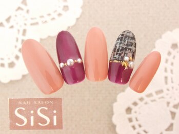 シシ(SiSi)/オトナ色ツイード＆パールネイル