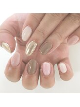 アイラッシュアンドネイル専門店 クラル(CURAR)/ミラーネイル￥7980