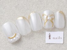 アイネイルズ 三宮店(I nails)/ホワイトリボン￥9500