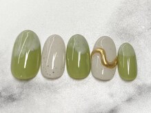 オレンジスティック/ぷっくりミラー　リングネイル