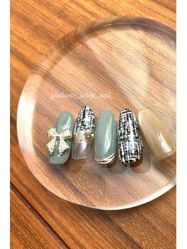 ファレノホワイト/定額ネイルデザイン/　秋冬