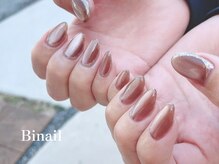 ピンクマグネットにゴールドラインで大人綺麗目上品ネイル◆◇