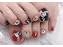 ネイルサロン ジェイ(Nail Salon J)/冬クリスマス赤黒ストーンネイル