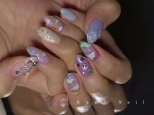 ワンホンネイル 新宿(Rumi Nail)/ラベンダー/オーロラアート/