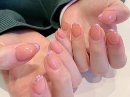 ピンクラメフレンチネイル梅田