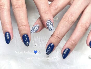シエル(Ciel)/ネイビーツイードネイル