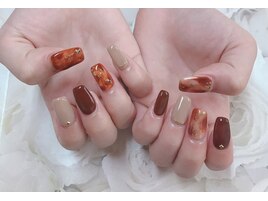 べっ甲×ボルドー×ベージュ