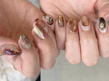 ドレス(Dress nail＆eyelash Lolonois)/ブラウンニュアンスネイル