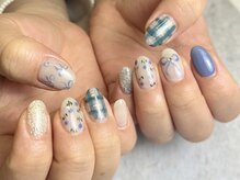 バーガンディ 鶴田(BURGUNDY)/チェック×リボン×フラワー