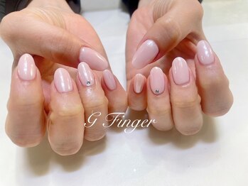 ジーフィンガー 大井町店(G Finger)/春色淡ピンクのミラーネイル♪