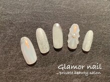 グラマーネイル(Glamor nail)/ホワイトパール×3Dアート