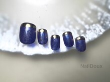 ネイル ドゥ 岡山駅前店(Nail Doux)/ゴールドミラーフレンチネイル