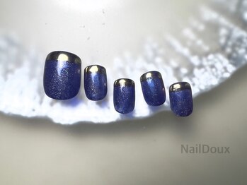 ネイル ドゥ 岡山駅前店(Nail Doux)/ゴールドミラーフレンチネイル