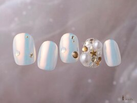 オーロラ冬クリスマスネイル