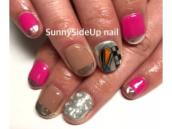 サニーサイドアップ ネイル(Sunny SideUp nail)/ミラーフレンチアートネイル