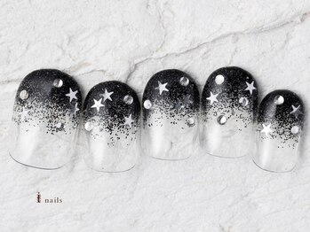 ジェミーネイル エビス(Jemiy nail ebisu)/黒グラデビジュー星8200yen
