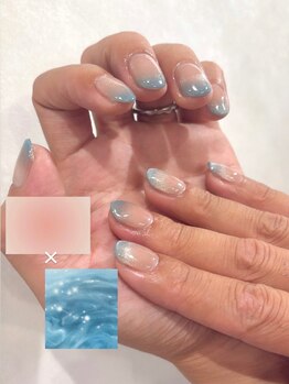 Hand★うる艶×水色きらラメ☆