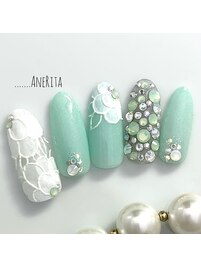 若草色☆レースネイル