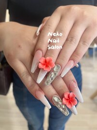花ネイル　埋め尽くし　カラグラ