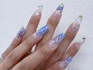 デニムカラフルストーンネイル