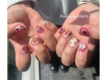 プルースラウンジ トウキョウ(Plus Lounge TOKYO)/ポップぷっくりハートネイル♪