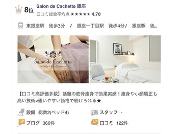 サロン ド カシェット 銀座/クチコミ230件で4.70の高評価！