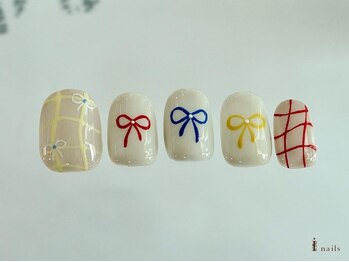 リボンチェック手描き¥9480