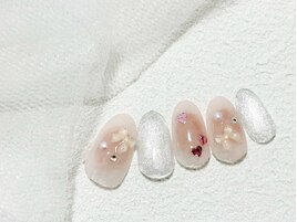 チークネイル/ハート×リボン