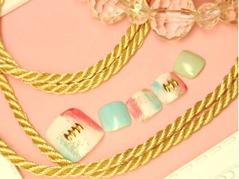 ネイルアンドアイラッシュ リラ 東三国店(Rela)/空色パステルフット