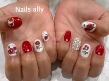 ネイルズアリー 立川店(Nails ally)/ローズ×ストーンうめつくし