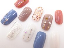 ネイルサロン クイール 小山店(NAIL SALON QUILL)/オーナメント風ワンカラーネイル