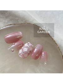 キルティング×マグネットネイル