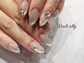ネイルズアリー 立川店(Nails ally)/水光マグネット×透明感×クリア