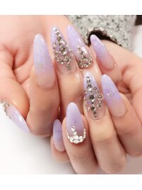 淡パープルのラメグラデーション