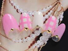 ネイルサロン エスビー(Nail salon SB)/リボン×チェック♪モテ可愛★