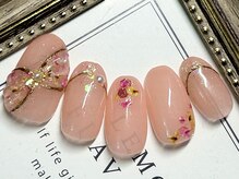 押し花ネイル　リボン