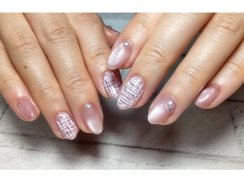 春カラーツイードネイル