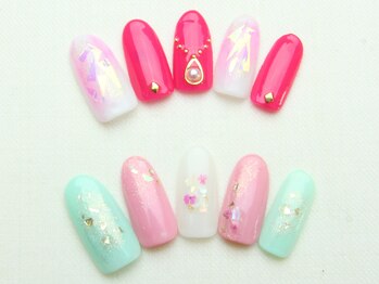 ユースタイル 新宿店(U-style)/押し花ピンクネイル