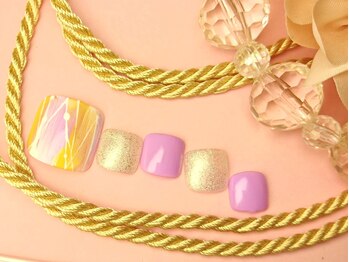 ネイルアンドアイラッシュ リラ 東三国店(Rela)/上品タイダイストライプ