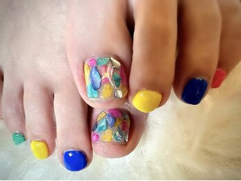アミュリー ネイル アトリエ(Amury nail atelier)の写真/何度でも利用OK♪オフ・ケア込【フットネイルワンカラ-＋2本Art☆¥6900】ア-トなし¥5900あり★カラ-追加OK!