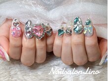 リノ(Lino)/ピンク×ブルーキラキラネイル